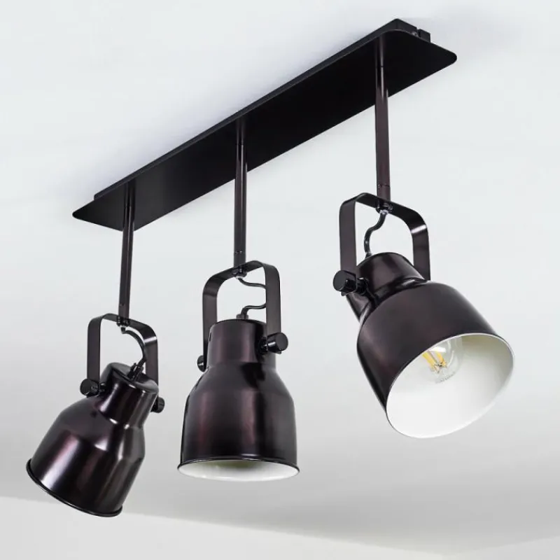 Lampes Industrielles-hofstein Plafonnier Presa Noir, 3 lumières
