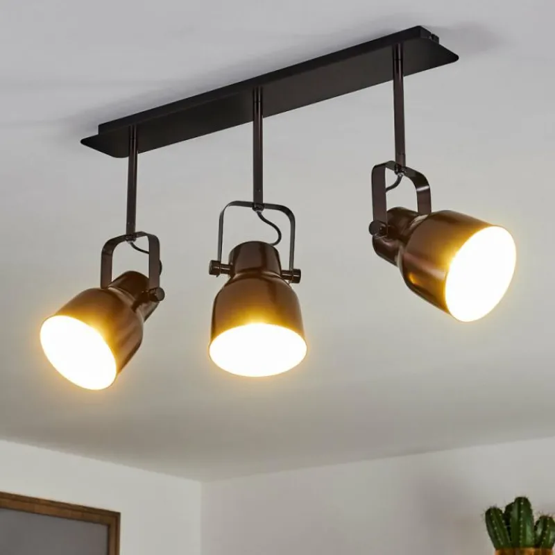 Lampes Industrielles-hofstein Plafonnier Presa Noir, 3 lumières