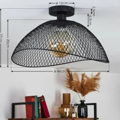 Lampes Vintages & Rétros-hofstein Plafonnier Pucara Noir, 1 lumière