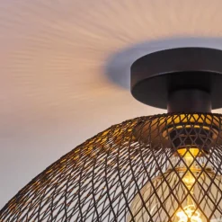 Lampes Vintages & Rétros-hofstein Plafonnier Pucara Noir, 1 lumière