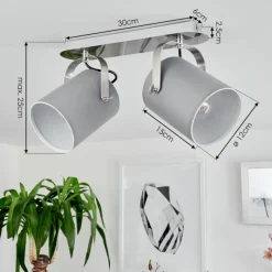 hofstein Plafonnier Puelches Nickel mat, 2 lumières* Spots Et Projecteurs