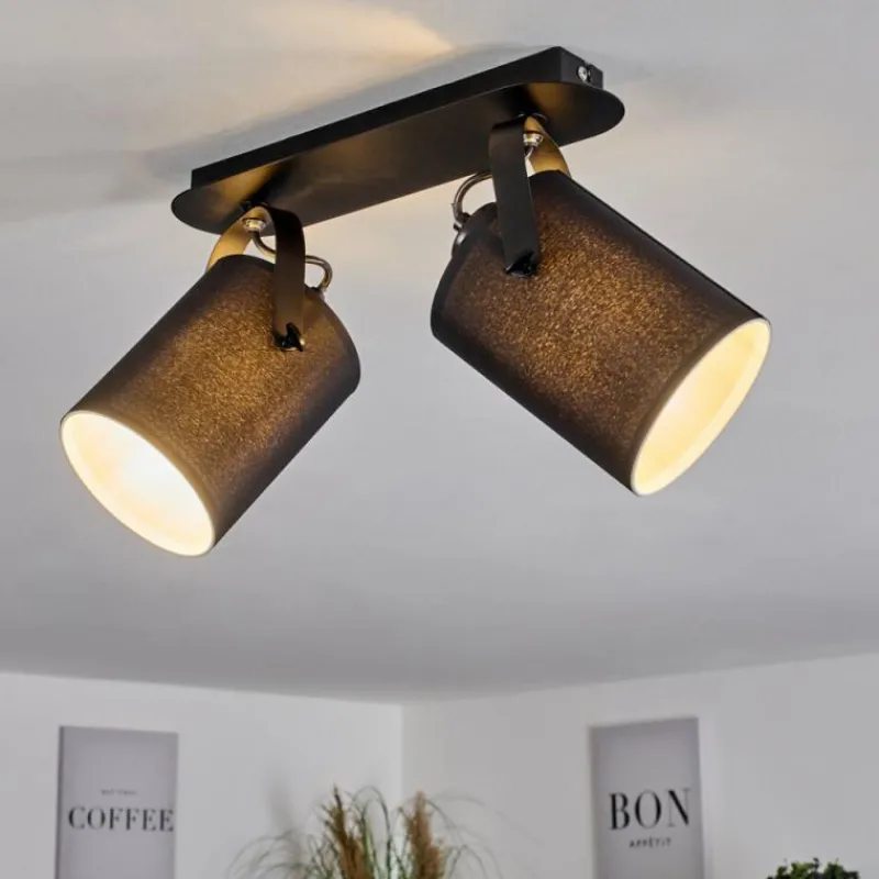 Lampes En Tissu-hofstein Plafonnier Puelches Noir, 2 lumières