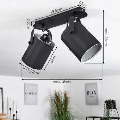 Lampes En Tissu-hofstein Plafonnier Puelches Noir, 2 lumières