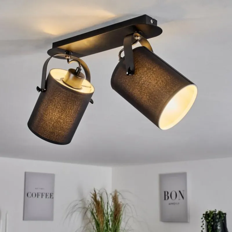 Lampes En Tissu-hofstein Plafonnier Puelches Noir, 2 lumières