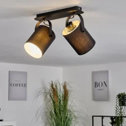 Lampes En Tissu-hofstein Plafonnier Puelches Noir, 2 lumières