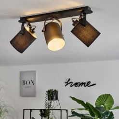 Lampes En Tissu-hofstein Plafonnier Puelches Noir, 3 lumières