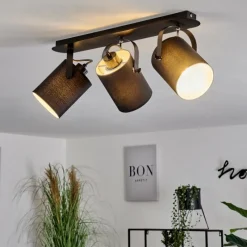 Lampes En Tissu-hofstein Plafonnier Puelches Noir, 3 lumières