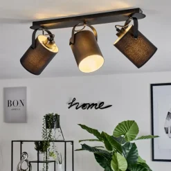 Lampes En Tissu-hofstein Plafonnier Puelches Noir, 3 lumières