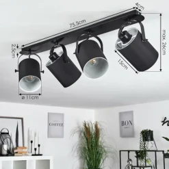 Lampes En Tissu-hofstein Plafonnier Puelches Noir, 4 lumières