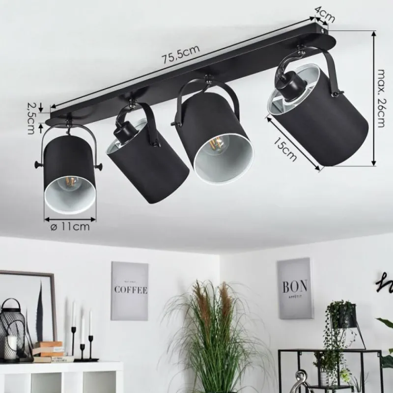 Lampes En Tissu-hofstein Plafonnier Puelches Noir, 4 lumières