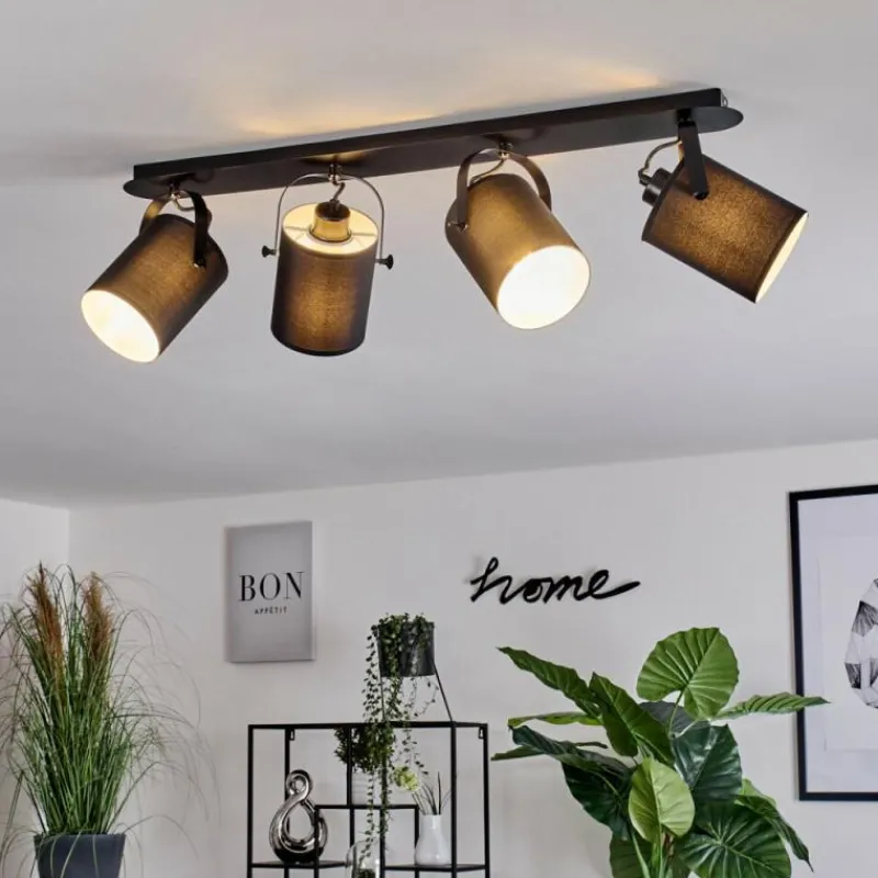 Lampes En Tissu-hofstein Plafonnier Puelches Noir, 4 lumières