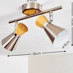 Lampes En Bois-hofstein Plafonnier Pulau Bois clair, Nickel mat, 2 lumières