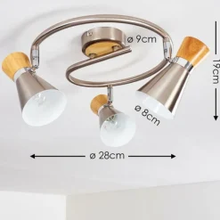 Lampes En Bois-hofstein Plafonnier Pulau Bois clair, Nickel mat, 3 lumières