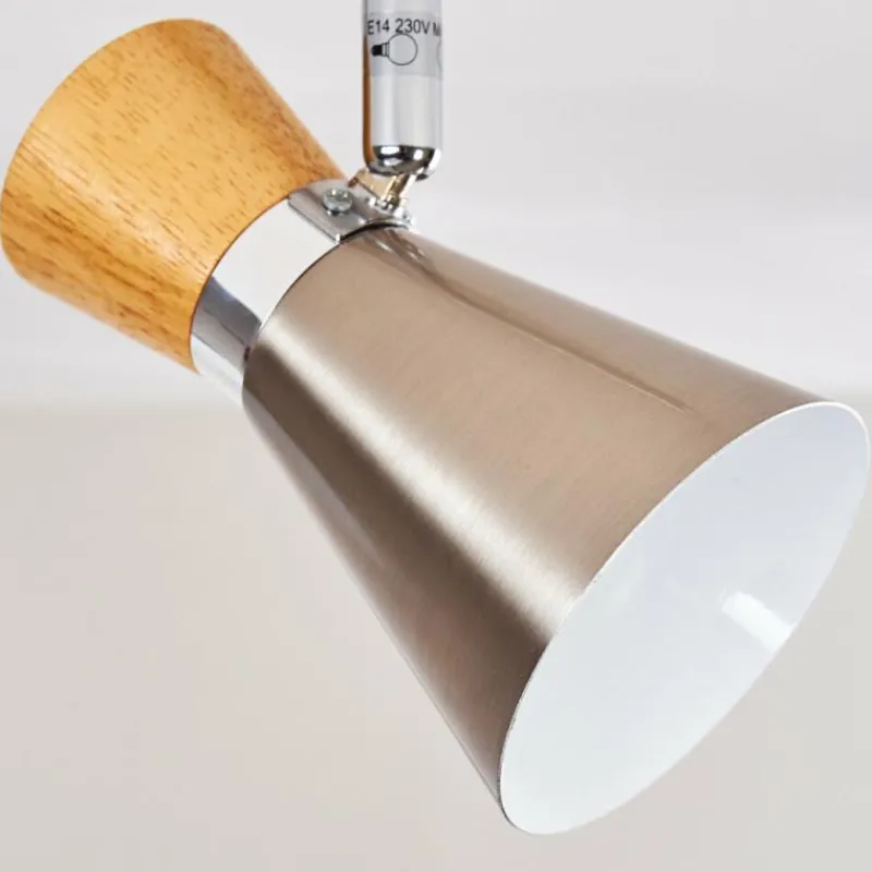 hofstein Plafonnier Pulau Bois clair, Nickel mat, 4 lumières