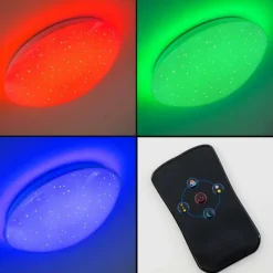 hofstein Plafonnier Quebec LED Blanc, 1 lumière, Télécommandes, Changeur de couleurs* Éclairage Led