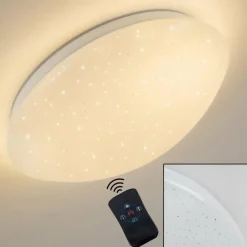 hofstein Plafonnier Quebec LED Blanc, 1 lumière, Télécommandes, Changeur de couleurs* Éclairage Led