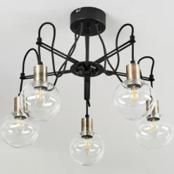 hofstein Plafonnier Quento Laiton, Noir, 5 lumières