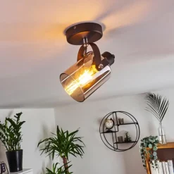 Suspension Verre Fumé-hofstein Plafonnier Quieri Noir, 1 lumière