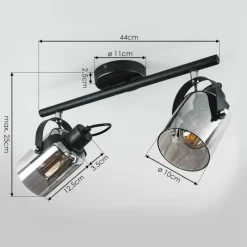 hofstein Plafonnier Quieri Noir, 2 lumières