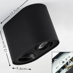 hofstein Plafonnier Quimper Noir, 2 lumières