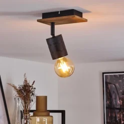 Lampes Vintages & Rétros-hofstein Plafonnier Raccuia Bois foncé, Noir, 1 lumière