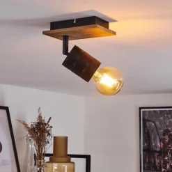 Lampes Vintages & Rétros-hofstein Plafonnier Raccuia Bois foncé, Noir, 1 lumière