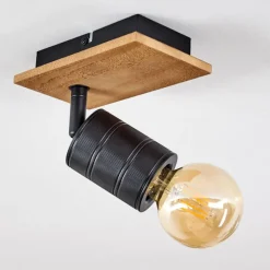 Lampes Vintages & Rétros-hofstein Plafonnier Raccuia Bois foncé, Noir, 1 lumière