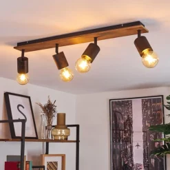 Lampes Vintages & Rétros-hofstein Plafonnier Raccuia Bois foncé, Noir, 4 lumières