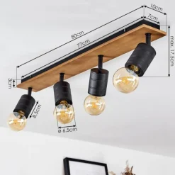 Lampes Vintages & Rétros-hofstein Plafonnier Raccuia Bois foncé, Noir, 4 lumières