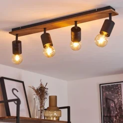 Lampes Vintages & Rétros-hofstein Plafonnier Raccuia Bois foncé, Noir, 4 lumières