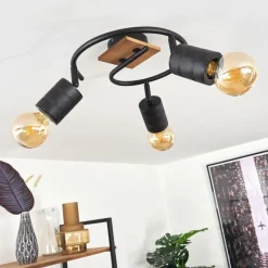 hofstein Plafonnier Raccuia Bois foncé, Noir, 3 lumières