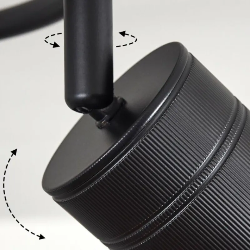 hofstein Plafonnier Raccuia Bois foncé, Noir, 3 lumières