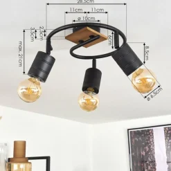 hofstein Plafonnier Raccuia Bois foncé, Noir, 3 lumières