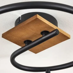 hofstein Plafonnier Raccuia Bois foncé, Noir, 3 lumières