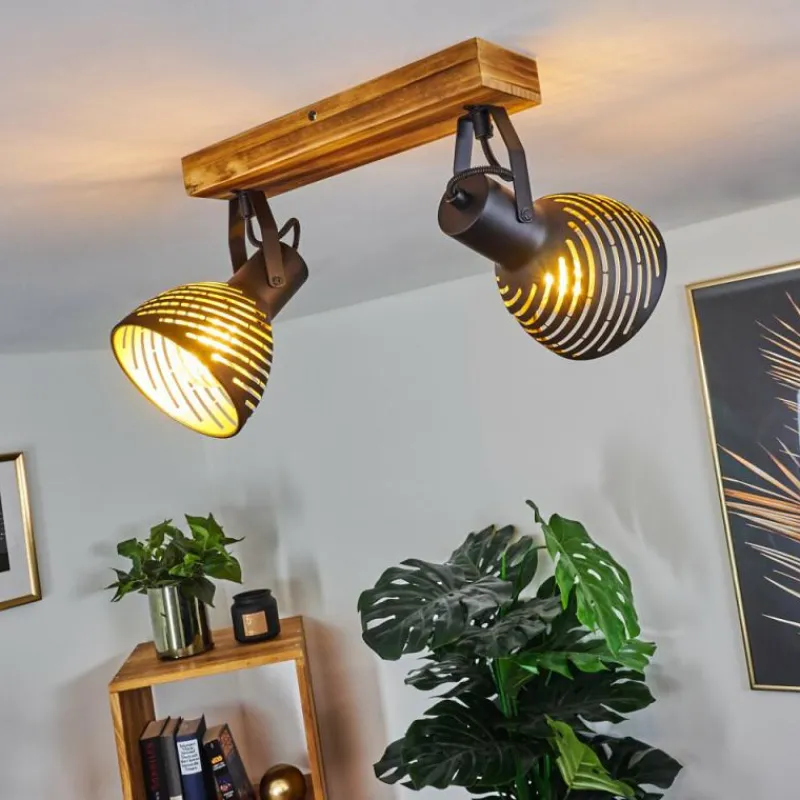 Lampes Dorées-hofstein Plafonnier Racolo Bois foncé, 2 lumières