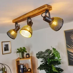 Lampes Dorées-hofstein Plafonnier Racolo Bois foncé, 3 lumières