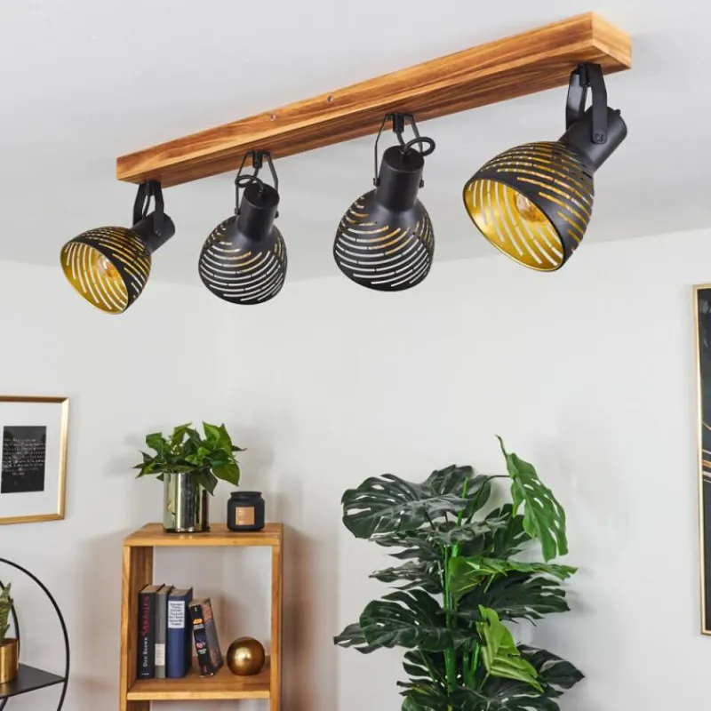 Lampes Dorées-hofstein Plafonnier Racolo Bois foncé, 4 lumières