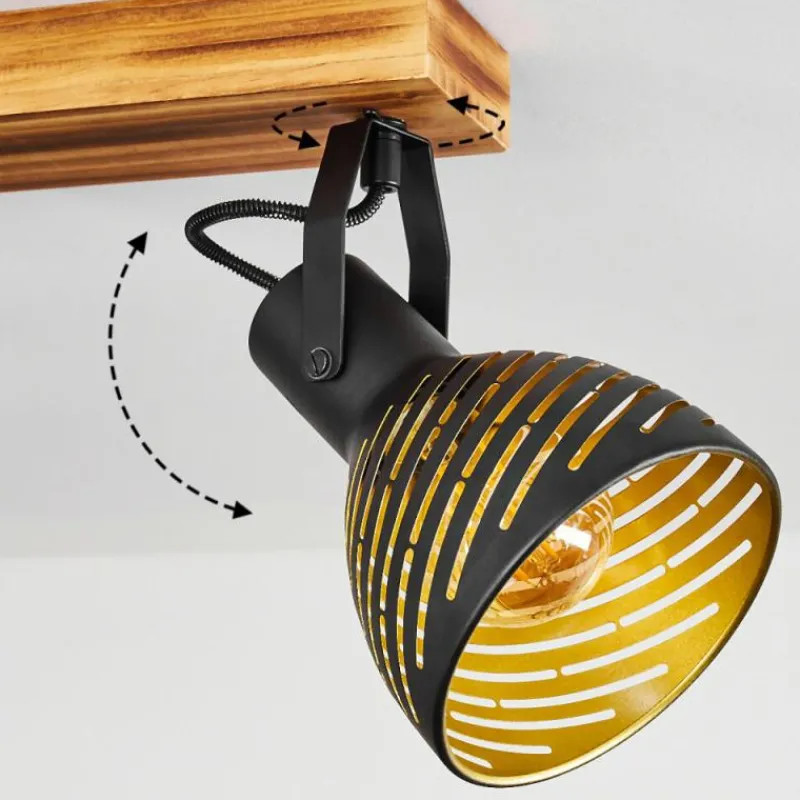 Lampes Dorées-hofstein Plafonnier Racolo Bois foncé, 4 lumières