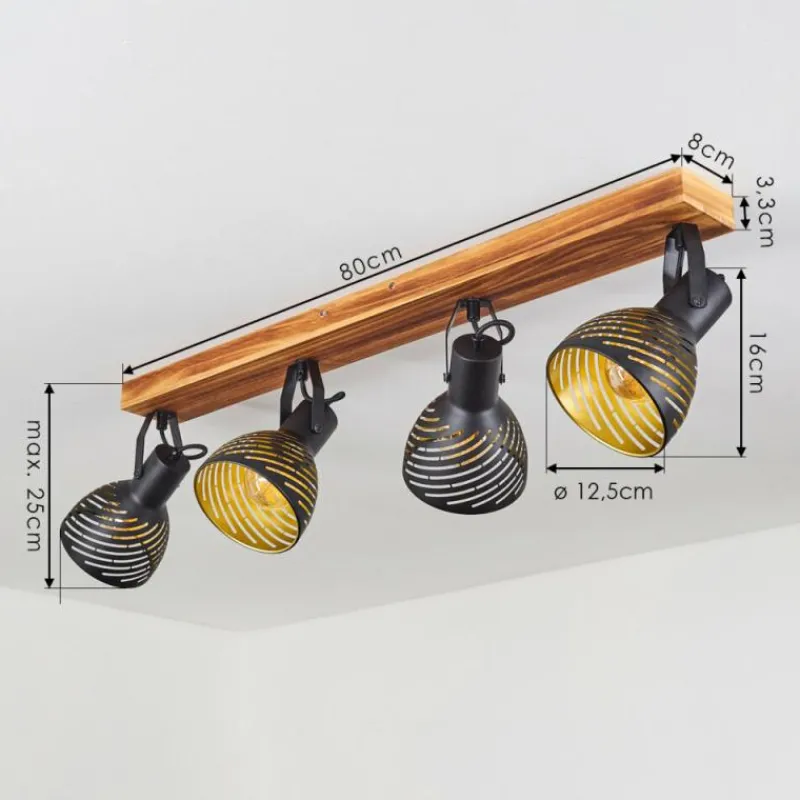 Lampes Dorées-hofstein Plafonnier Racolo Bois foncé, 4 lumières