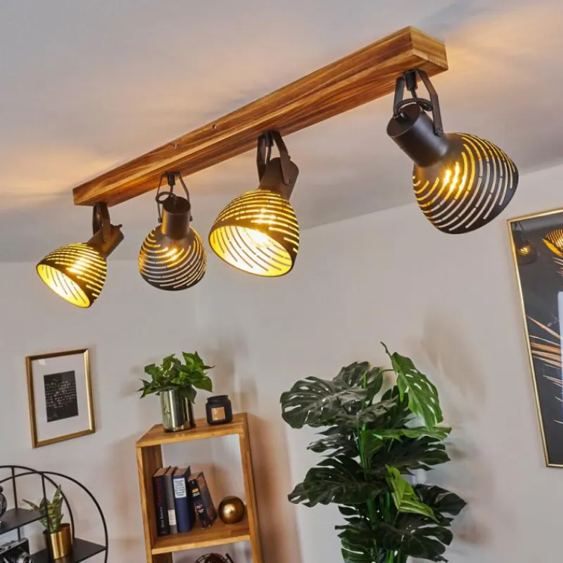 Lampes Dorées-hofstein Plafonnier Racolo Bois foncé, 4 lumières