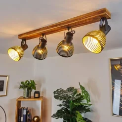 Lampes Dorées-hofstein Plafonnier Racolo Bois foncé, 4 lumières