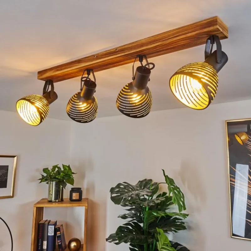 Lampes Dorées-hofstein Plafonnier Racolo Bois foncé, 4 lumières