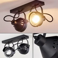 hofstein Plafonnier Rahway Noir, 2 lumières