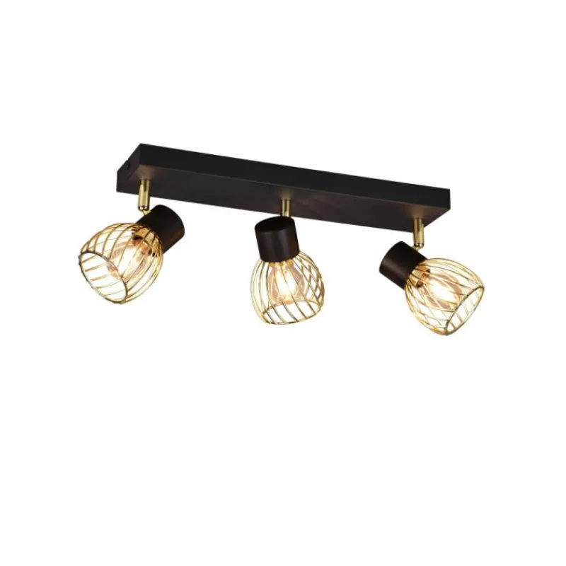 Lampes Dorées-Luminaires Reality Plafonnier Reality Ardon Or, Noir, 3 lumières