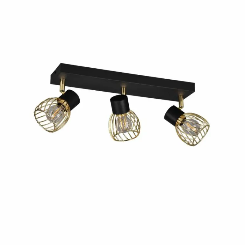 Lampes Dorées-Luminaires Reality Plafonnier Reality Ardon Or, Noir, 3 lumières