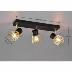 Lampes Dorées-Luminaires Reality Plafonnier Reality Ardon Or, Noir, 3 lumières