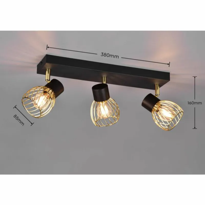 Lampes Dorées-Luminaires Reality Plafonnier Reality Ardon Or, Noir, 3 lumières