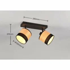 Lampes En Bois-Luminaires Reality Plafonnier Reality BOLZANO Noir, 2 lumières