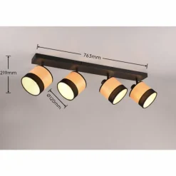 Lampes En Bois-Luminaires Reality Plafonnier Reality BOLZANO Noir, 4 lumières