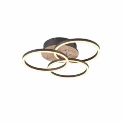 Lampes En Bois-Luminaires Reality Plafonnier Reality Circle LED Couleur bois, Noir, 1 lumière, Télécommandes